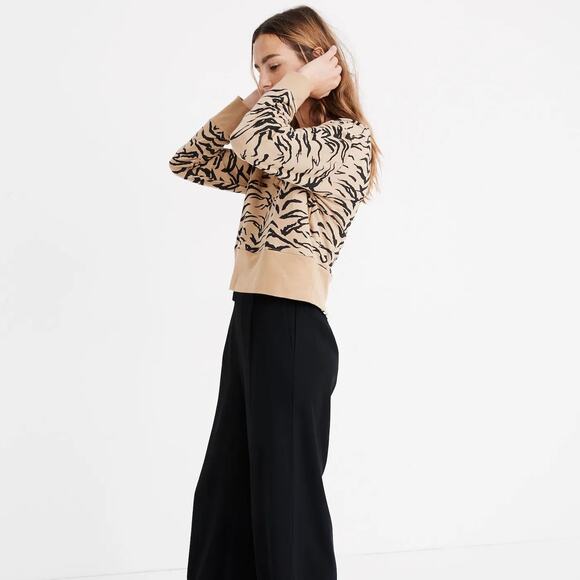 MADEWELL Tiger Stripe Crop Crewneck Sweatshirt XS - Picture 10 of 10